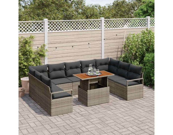 Sonata H Градински Софа Комплект 10 pcs Сив и кафяв 100 x 55 x 73 см