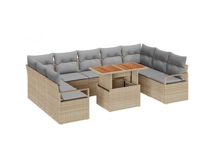 Sonata H Градински Софа Комплект 10 pcs Бежово и сиво 100 x 55 x 73 см