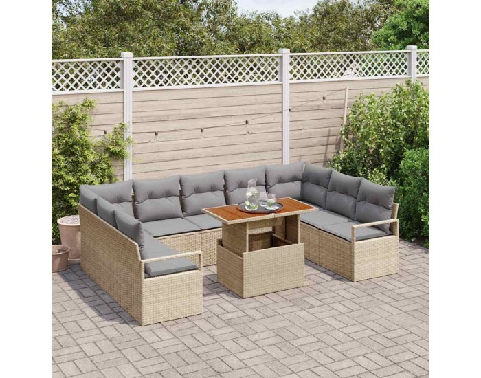 Sonata H Градински Софа Комплект 10 pcs Бежово и сиво 100 x 55 x 73 см