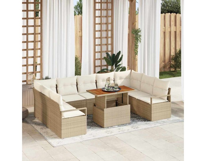 Sonata H Градински Софа Комплект 10 pcs Бежов и кремав 100 x 55 x 73 см