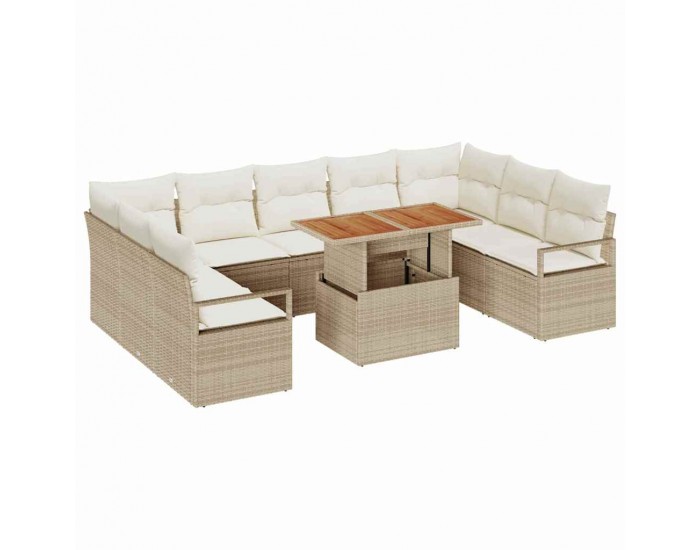 Sonata H Градински Софа Комплект 10 pcs Бежов и кремав 100 x 55 x 73 см