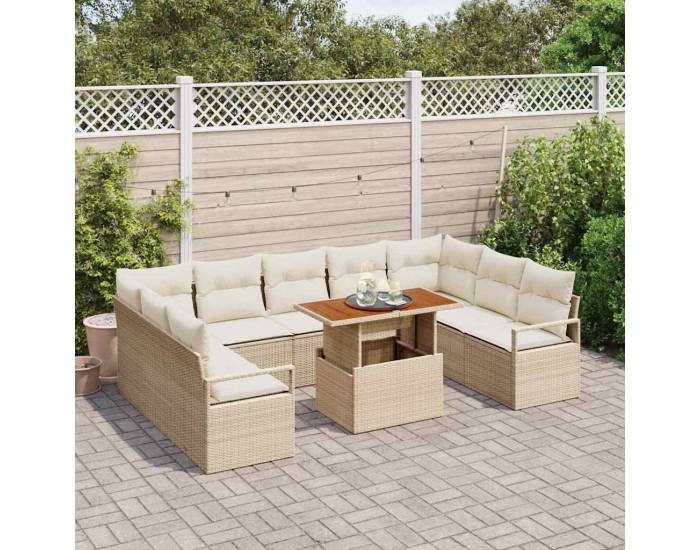 Sonata H Градински Софа Комплект 10 pcs Бежов и кремав 100 x 55 x 73 см