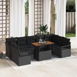 Sonata H Градински Софа Комплект 10 pcs Черен и кафяв 100 x 55 x 73 см - Canapele și bănci de grădină