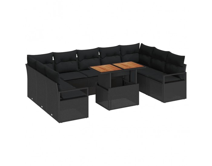 Sonata H Градински Софа Комплект 10 pcs Черен и кафяв 100 x 55 x 73 см