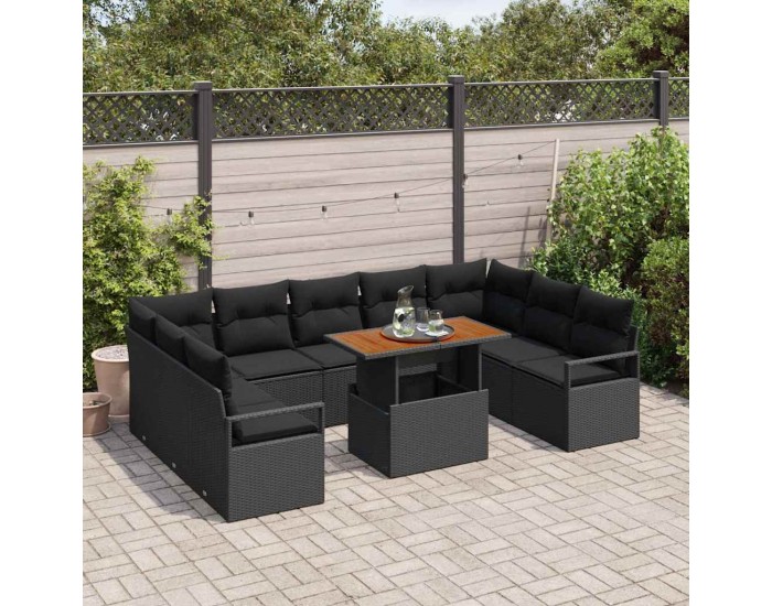 Sonata H Градински Софа Комплект 10 pcs Черен и кафяв 100 x 55 x 73 см