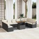 Sonata H Градински Софа Комплект 11 pcs Черен и кремав 100 x 55 x 73 см