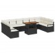 Sonata H Градински Софа Комплект 11 pcs Черен и кремав 100 x 55 x 73 см
