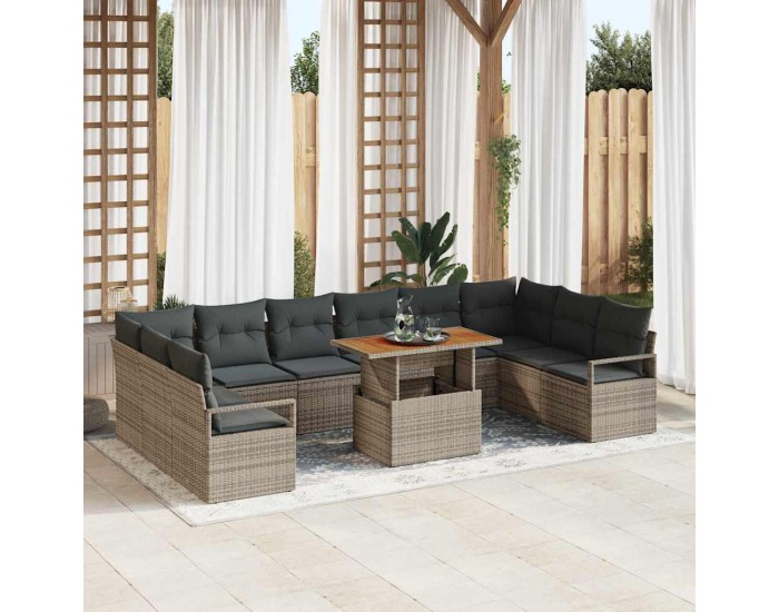 Sonata H Градински Софа Комплект 11 pcs Сив и кафяв 100 x 55 x 73 см