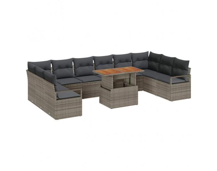 Sonata H Градински Софа Комплект 11 pcs Сив и кафяв 100 x 55 x 73 см