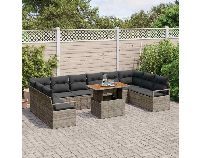 Sonata H Градински Софа Комплект 11 pcs Сив и кафяв 100 x 55 x 73 см