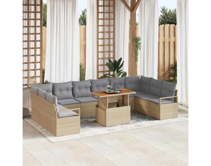 Sonata H Градински Софа Комплект 11 pcs Бежово и сиво 100 x 55 x 73 см