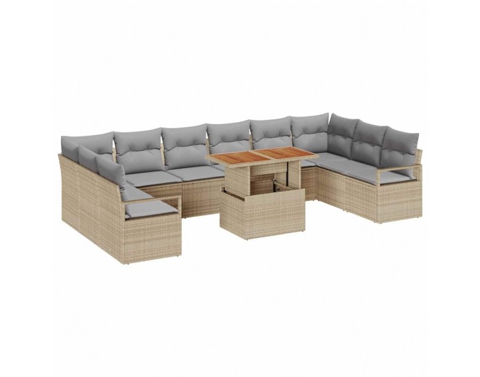 Sonata H Градински Софа Комплект 11 pcs Бежово и сиво 100 x 55 x 73 см
