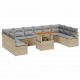 Sonata H Градински Софа Комплект 11 pcs Бежово и сиво 100 x 55 x 73 см