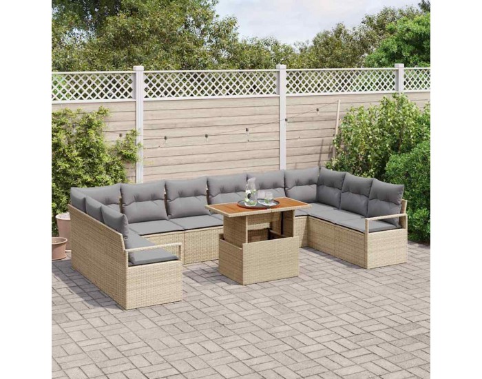 Sonata H Градински Софа Комплект 11 pcs Бежово и сиво 100 x 55 x 73 см