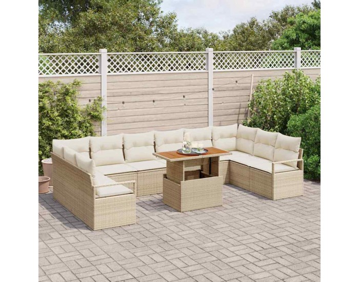 Sonata H Градински Софа Комплект 11 pcs Бежов и кремав 100 x 55 x 73 см