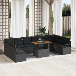 Sonata H Градински Софа Комплект 11 pcs Черен и кафяв 100 x 55 x 73 см - Canapele și bănci de grădină
