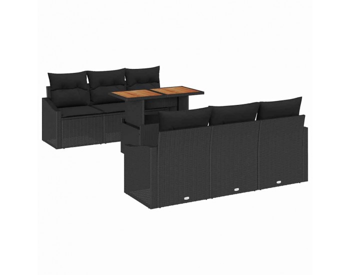 Sonata H Градински Софа Комплект Черен и кафяв 100 x 55 x 73 см