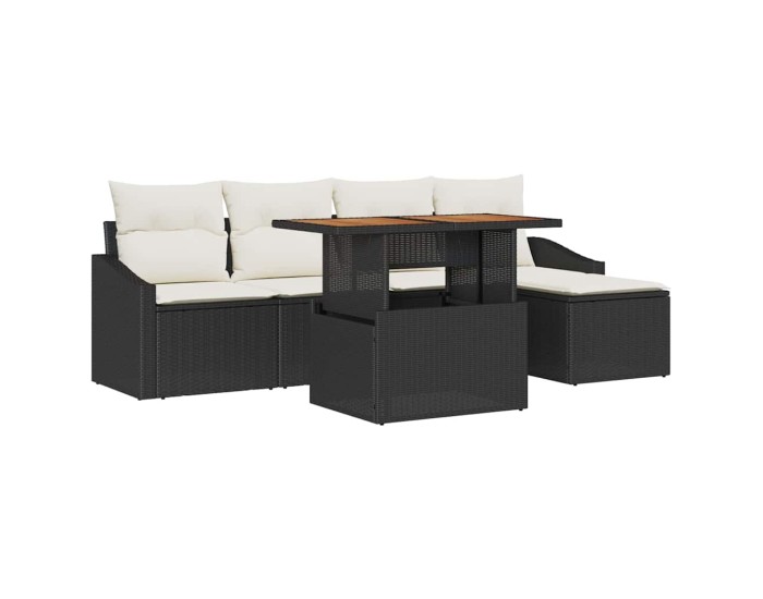 Sonata Set de canapele pentru grădină 6 buc. Negru și Crem