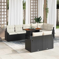 Sonata H Градински Софа Комплект 9 pcs Черен и кремав 100 x 55 x 73 см - Canapele și bănci de grădină