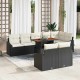 Sonata H Градински Софа Комплект 9 pcs Черен и кремав 100 x 55 x 73 см