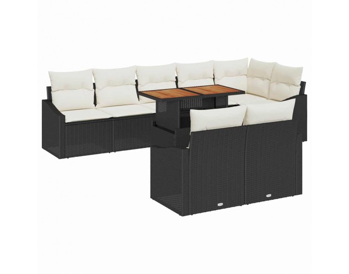 Sonata H Градински Софа Комплект 9 pcs Черен и кремав 100 x 55 x 73 см