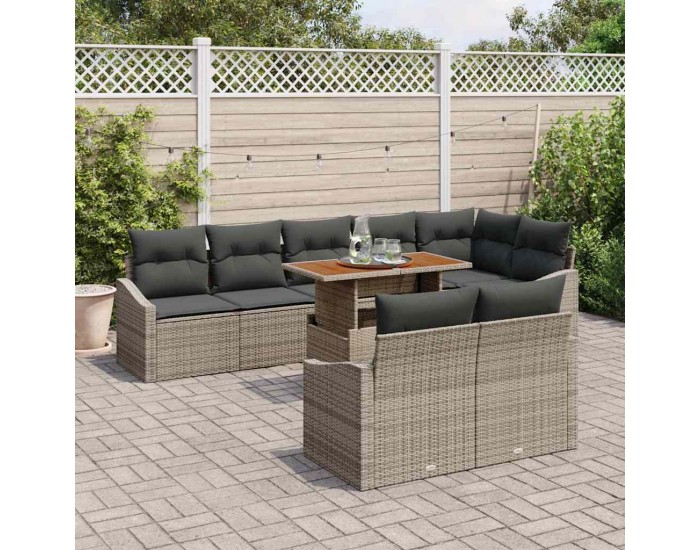 Sonata H Градински Софа Комплект 9 pcs Сив и кафяв 100 x 55 x 73 см