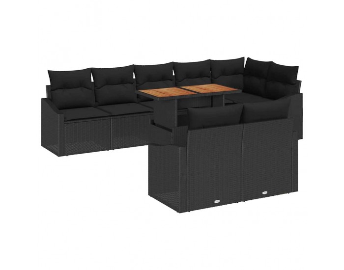 Sonata H Градински Софа Комплект 9 pcs Черен и кафяв 100 x 55 x 73 см