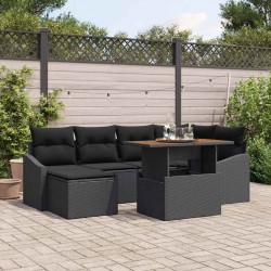 Sonata H Комплект за хранене в градината 7 pcs Черен и кафяв - Canapele și bănci de grădină