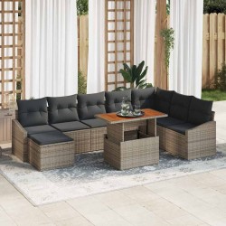 Sonata H Комплект за хранене в градината с възглавница 9 pcs Сив и кафяв - Canapele și bănci de grădină