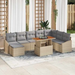 Sonata H Комплект за хранене в градината 9 pcs Бежово и сиво - Canapele și bănci de grădină