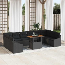 Sonata H Комплект за хранене в градината 11 pcs Черен и кафяв - Canapele și bănci de grădină