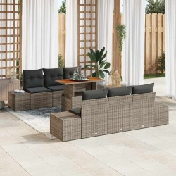 Sonata H Комплект за хранене в градината с възглавница 7 pcs Сив и кафяв - Canapele și bănci de grădină