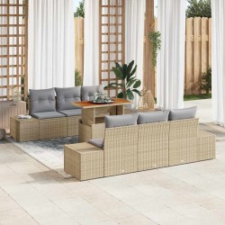 Sonata H Комплект за хранене в градината 7 pcs Бежово и сиво - Canapele și bănci de grădină