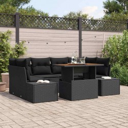 Sonata H Комплект за хранене в градината 7 pcs Черен и кафяв - Canapele și bănci de grădină