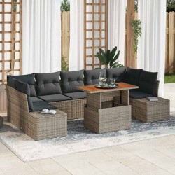 Sonata H Комплект за хранене в градината с възглавница 8 pcs Сив и кафяв - Canapele și bănci de grădină