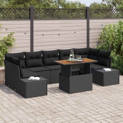 Sonata H Комплект за хранене в градината 8 pcs Черен и кафяв - Canapele și bănci de grădină