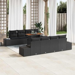 Sonata H Комплект за хранене в градината 9 pcs Черен и кафяв - Canapele și bănci de grădină