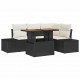 Sonata H Градински Софа Комплект 5 pcs Черен и кремав 100 x 55 x 73 см