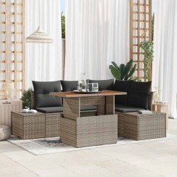 Sonata H Градински Софа Комплект 5 pcs Сив и кафяв 100 x 55 x 73 см - Canapele și bănci de grădină