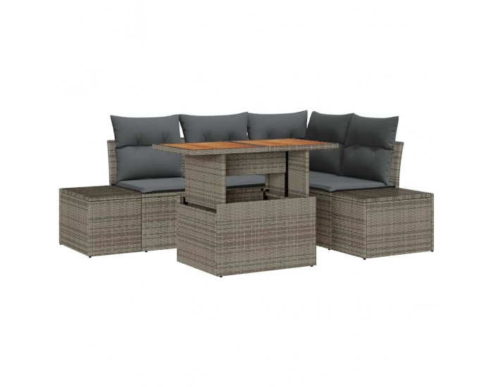 Sonata H Градински Софа Комплект 5 pcs Сив и кафяв 100 x 55 x 73 см