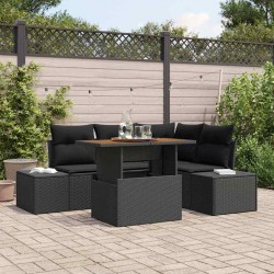 Sonata H Градински Софа Комплект 5 pcs Черен и кафяв 100 x 55 x 73 см - Canapele și bănci de grădină