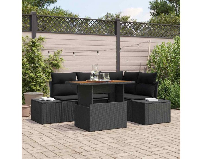 Sonata H Градински Софа Комплект 5 pcs Черен и кафяв 100 x 55 x 73 см