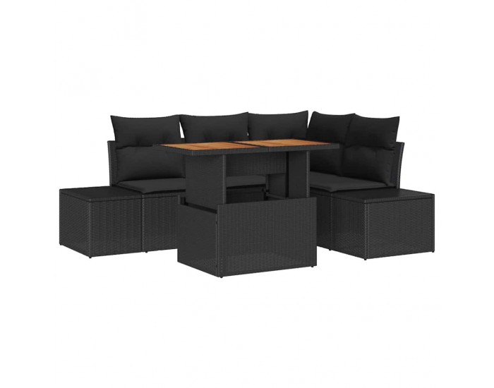 Sonata H Градински Софа Комплект 5 pcs Черен и кафяв 100 x 55 x 73 см