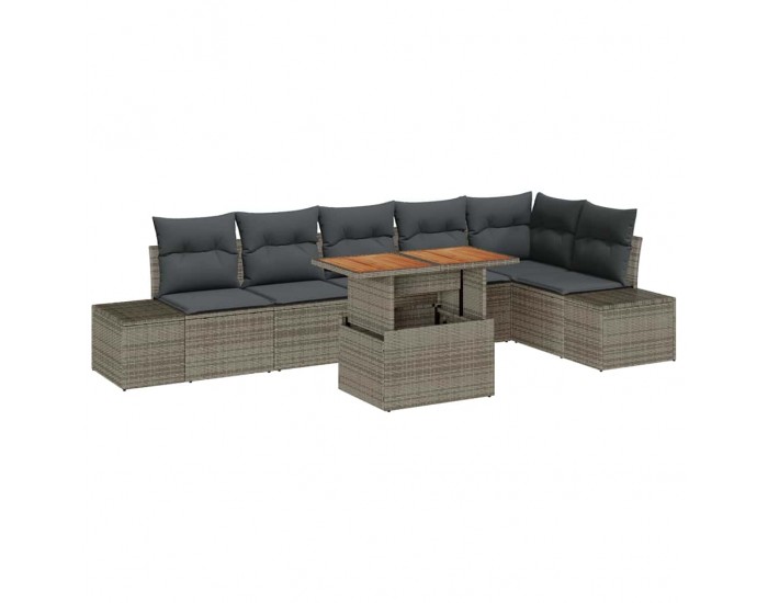 Sonata H Комплект за хранене в градината с възглавница 7 pcs Сив и кафяв