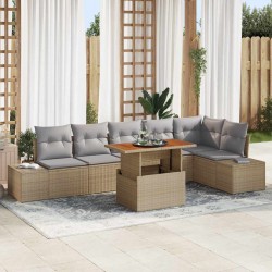 Sonata H Комплект за хранене в градината 7 pcs Бежово и сиво - Canapele și bănci de grădină