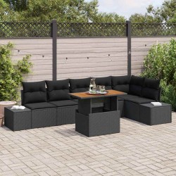 Sonata H Комплект за хранене в градината 7 pcs Черен и кафяв - Canapele și bănci de grădină