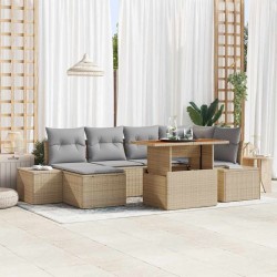 Sonata H Комплект за хранене в градината 7 pcs Бежово и сиво - Canapele și bănci de grădină