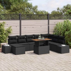 Sonata H Комплект за хранене в градината 9 pcs Черен и кафяв - Canapele și bănci de grădină