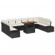 Sonata H Градински Софа Комплект 11 pcs Черен и кремав 100 x 55 x 73 см