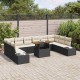 Sonata H Градински Софа Комплект 11 pcs Черен и кремав 100 x 55 x 73 см